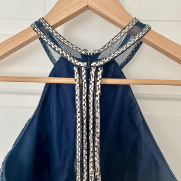 Elizabeth K by GLS Formal Navy Blue Full Length Gown Size Medium Holiday Party - Picture 10 of 13